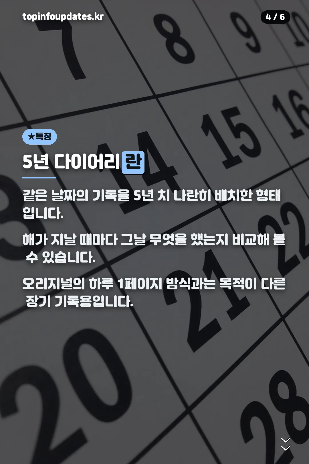 5년 다이어리 특징