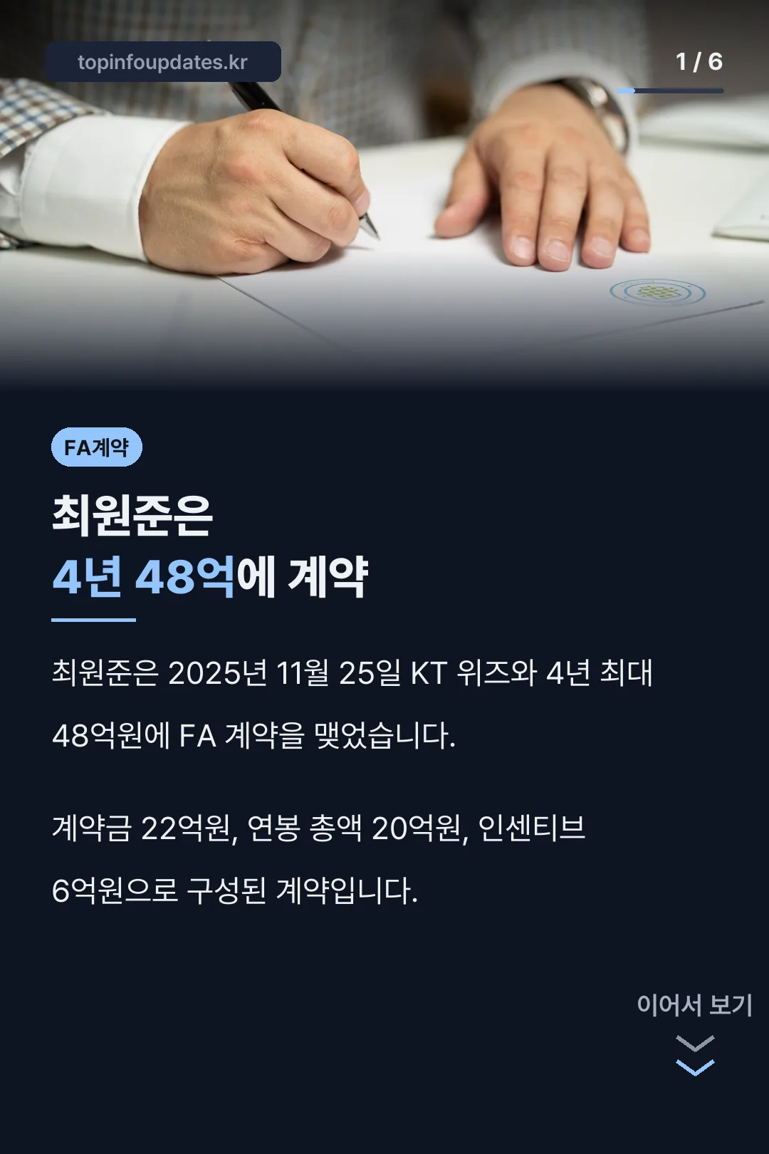 최원준 FA 계약 금액